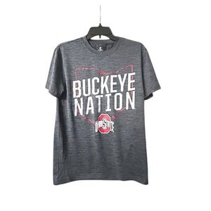 Ohio State University T-Shirt S "Buckeye Nation" Gray Graphic Athletic Tee OSU‎